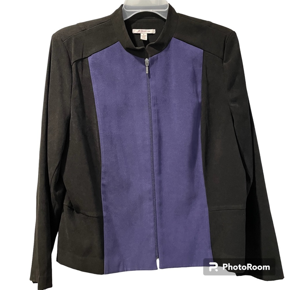 JM Collection Women’s Full Zip Jacket Purple Black 18 Like New Stylish